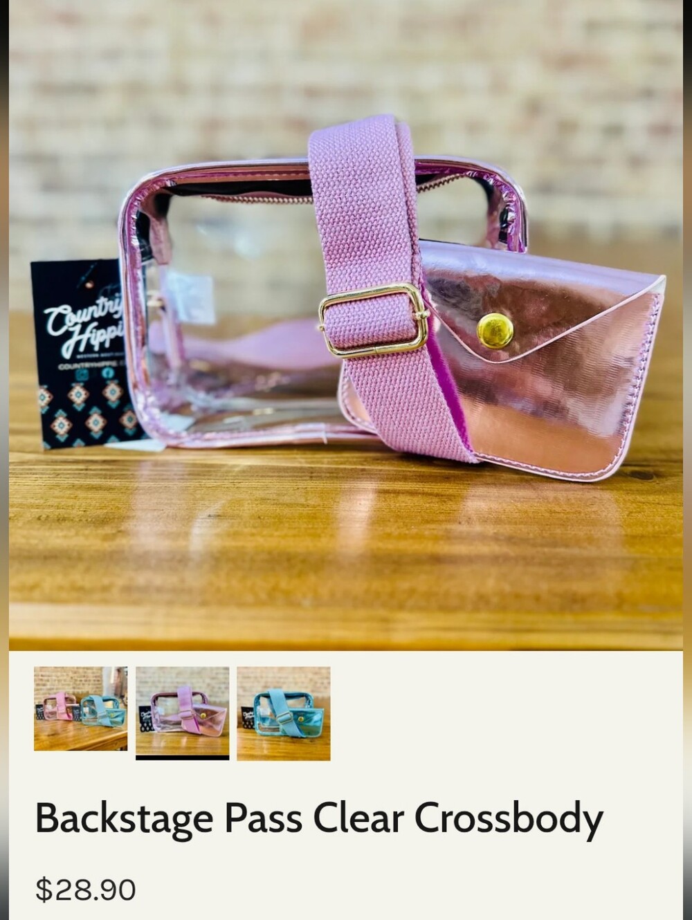🆕  Pink Clear Game Day Crossbody Shoulder Bag with Adjustable Strap Transparent